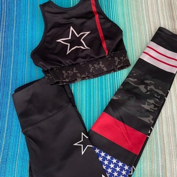 Noli Yoga Stars & Stripes Rebel Sports Bra Legging Set